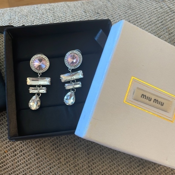 MIU MIU authentic Rose Crystal Earrings - Picture 7 of 8